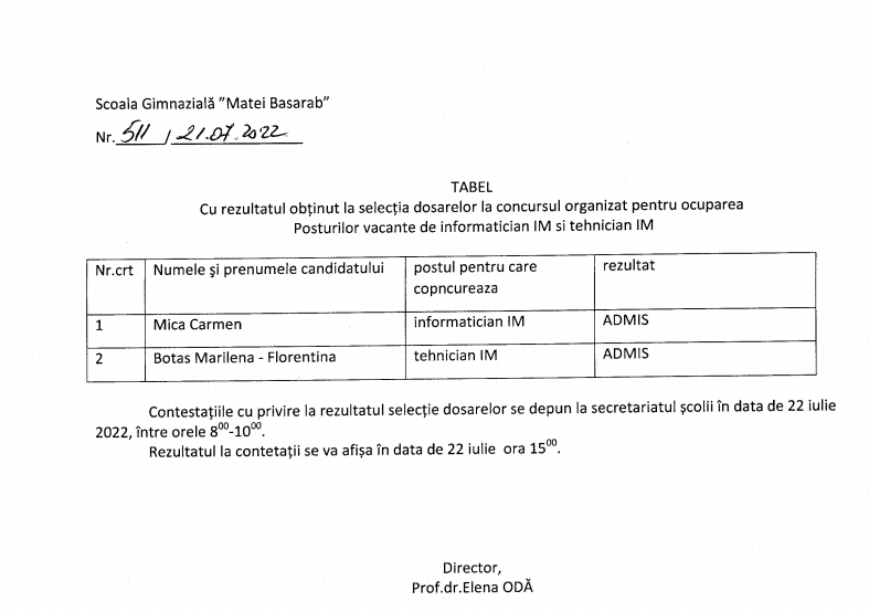 Rezultate Concurs Informatician