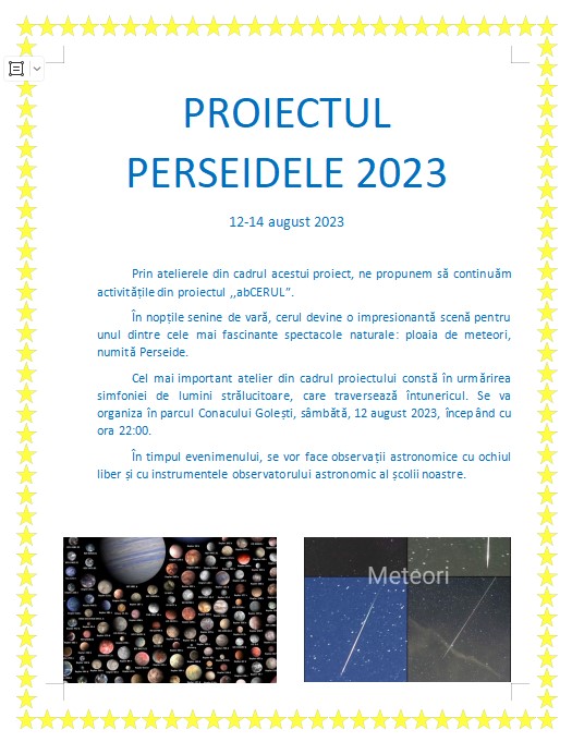 PROIECTUL PERSEIDELE 2023