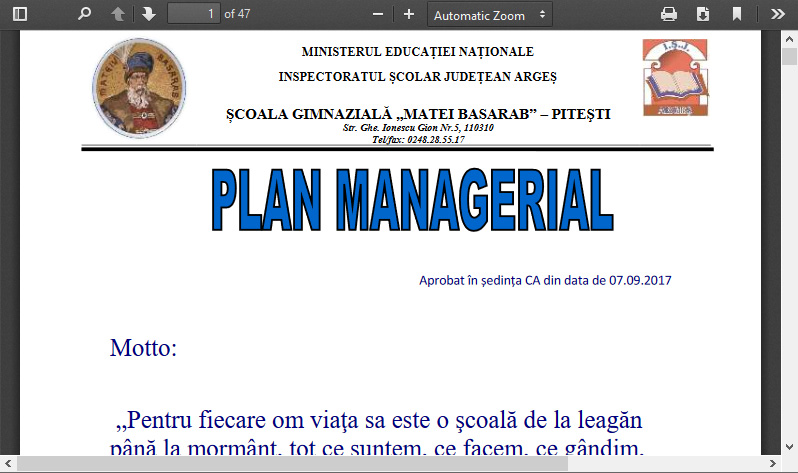planul managerial 17
